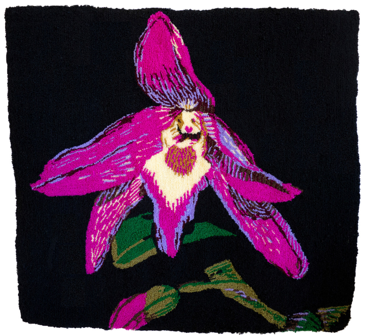 Kim Westfall  Dendrobium Moniliforme, 2022  Tufted organza ribbon  119.3 x 134.6 cm / 47 x 53 in