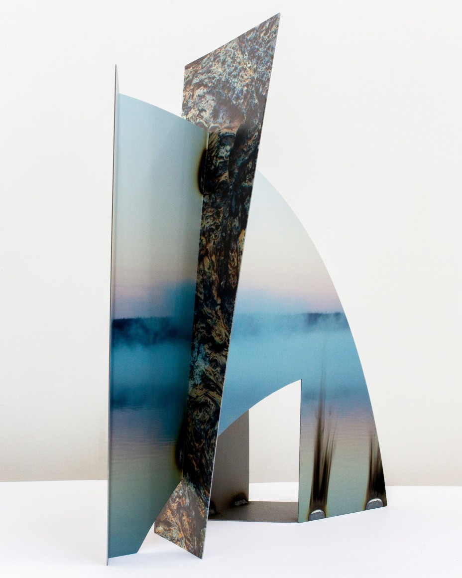 Letha Wilson  Yellowstone Sunrise Idaho Lava, 2021  UV prints on steel  57.1 x 66 x 20.3 cm | 22 1/2 x 26 x 8 in