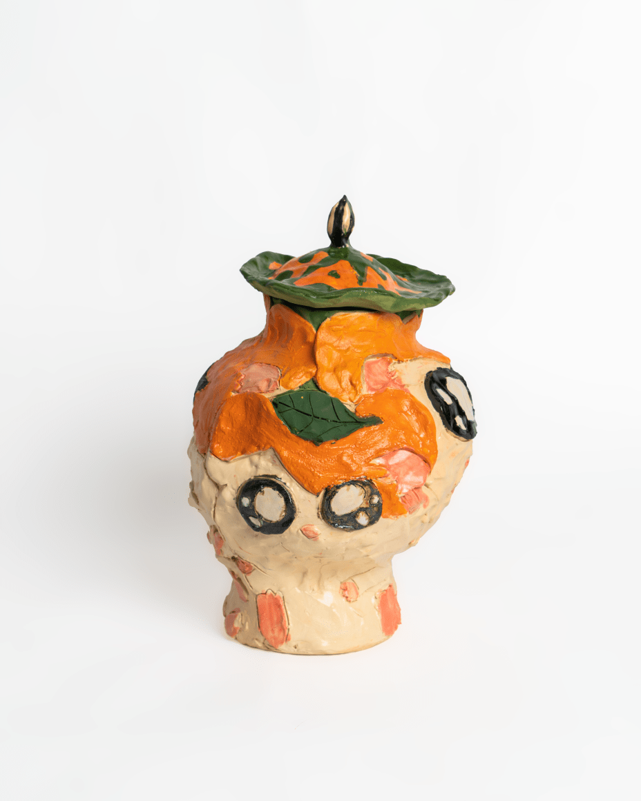 Emily Yong Beck  Hamtaro Urn, 2023  Stoneware, majolica, and glaze  29 x 20 x 20 cm / 11 1/2 x 8 x 8 in