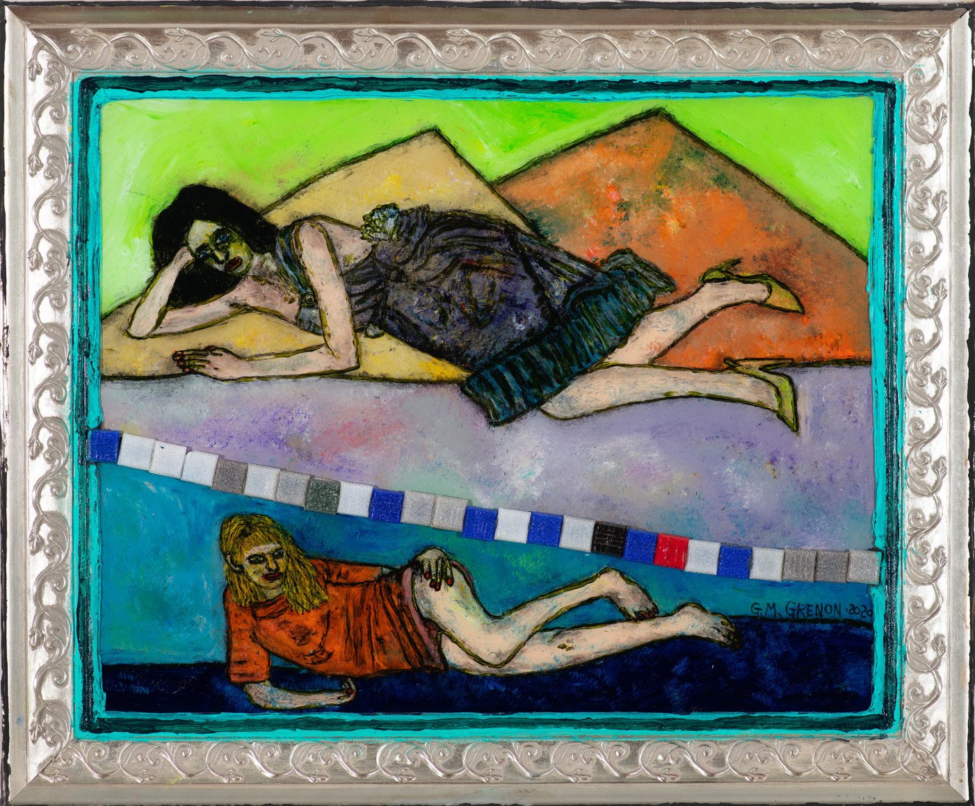 Gregory Grenon (b. 1948)  CowboyAngels, 2020  oil on glass