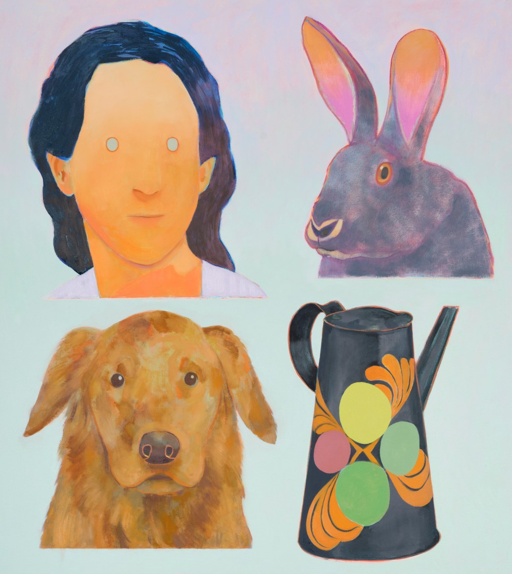 Dan Gluibizzi  Dog, cockatiel and lamp, 2022