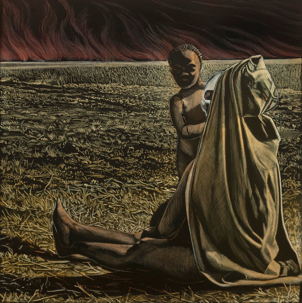 Stotik - child with cloaked figure