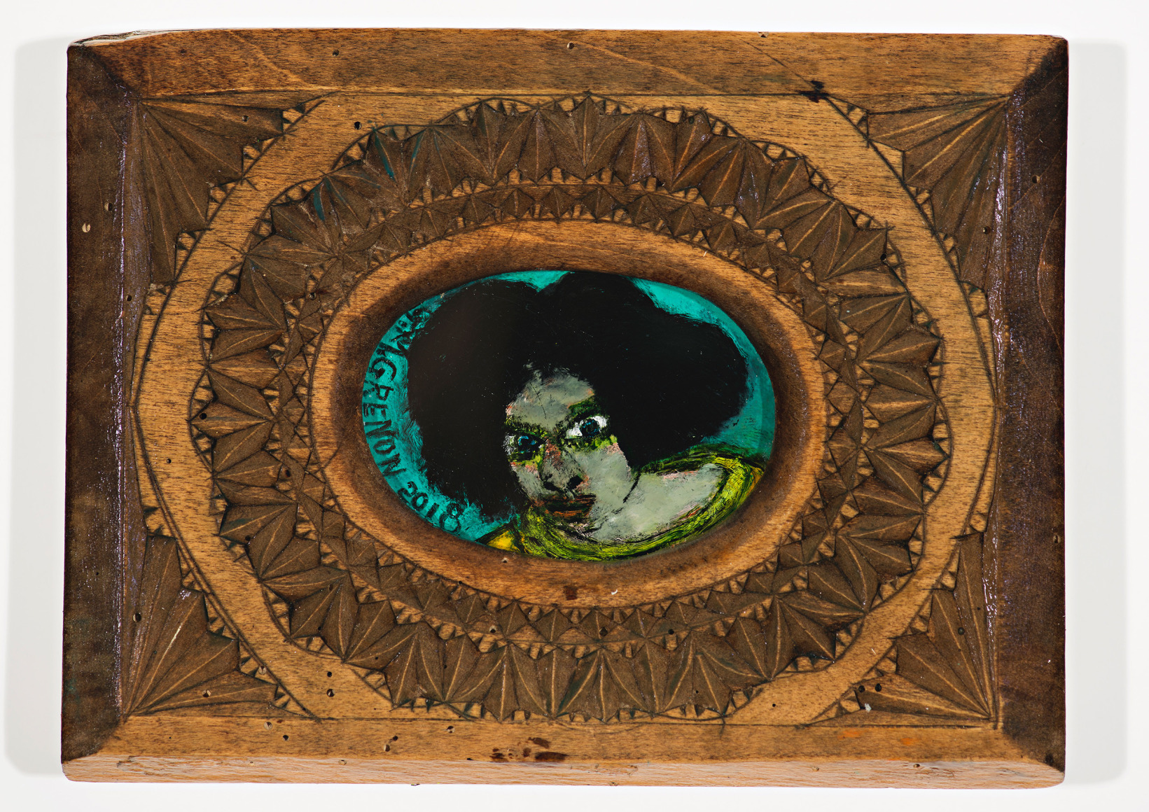 Gregory Grenon (b. 1948)  Childhood, 2018  oil on glass