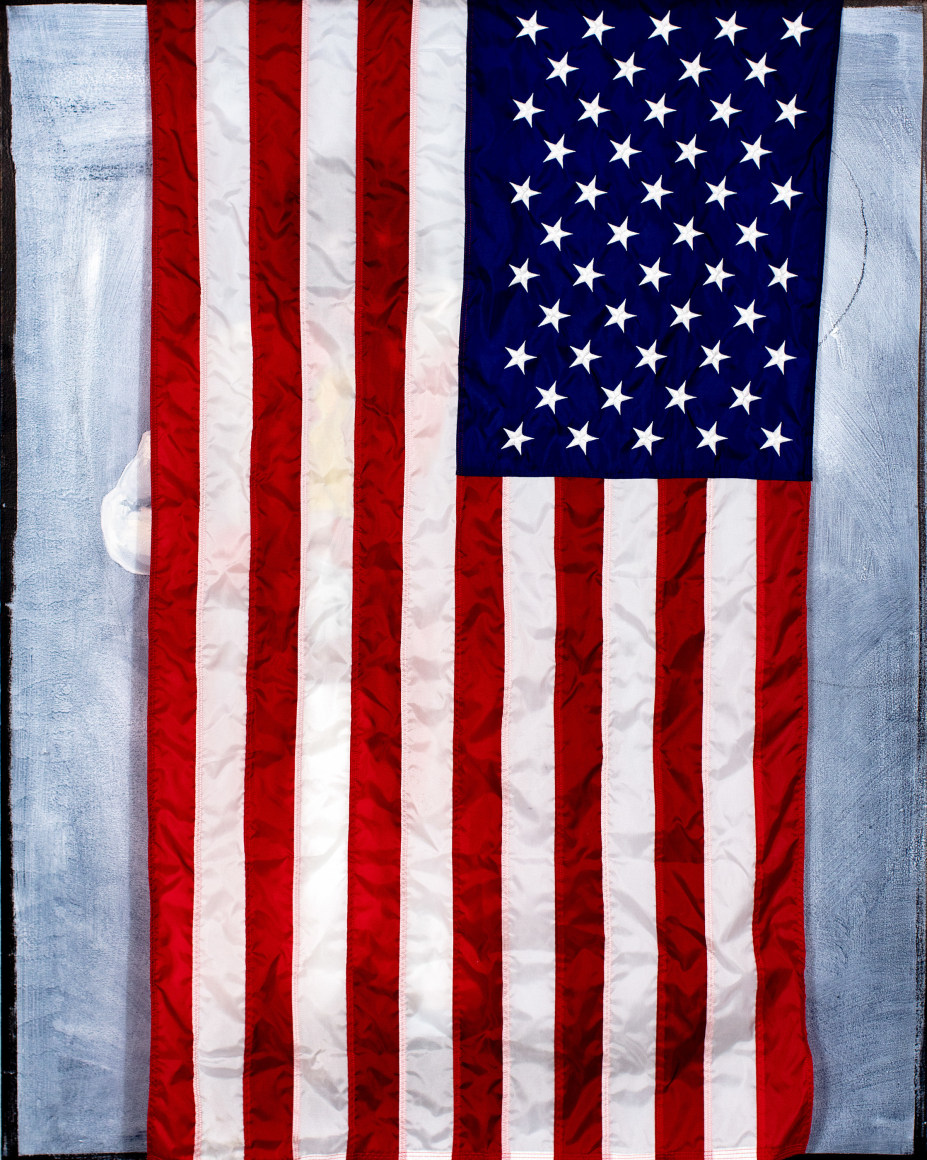 (Painfully Positive) Desire, 2022 oil, acrylic, cotton flag on canvas 60 x 48 inches