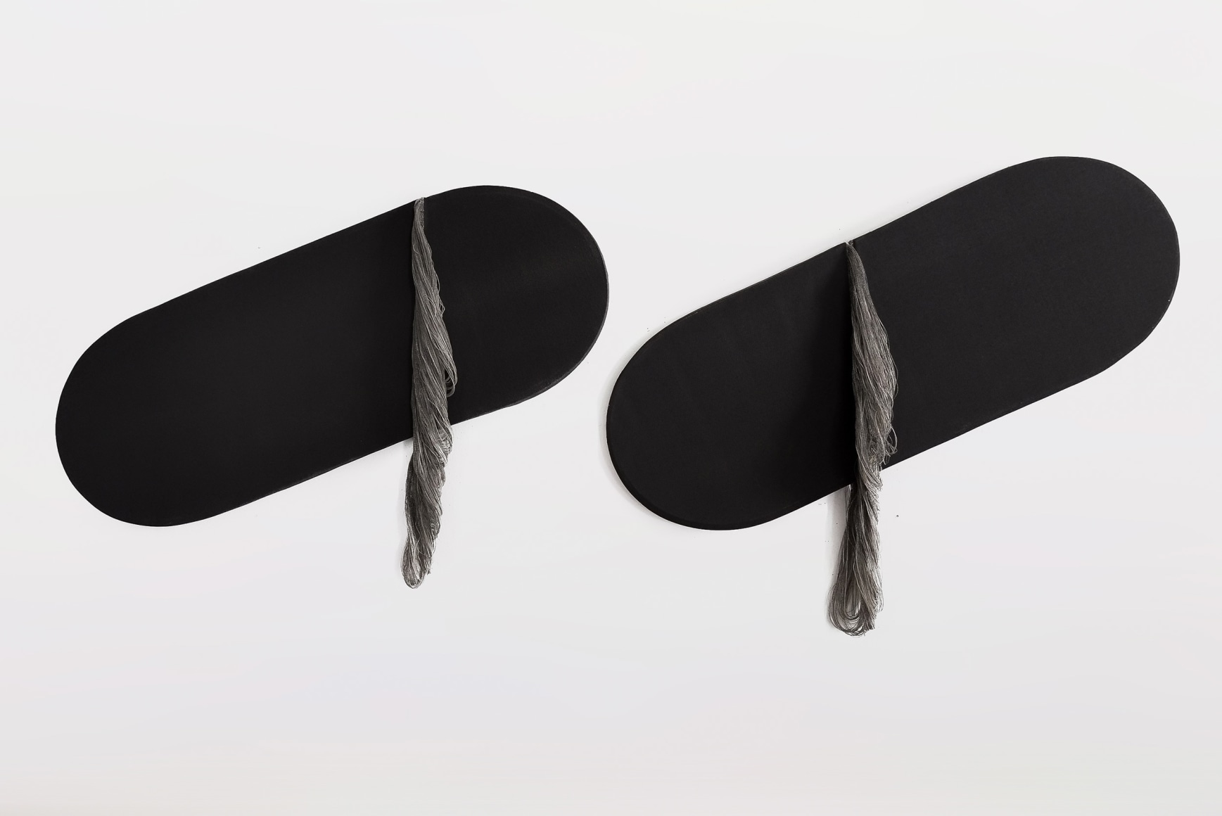 Ko Kirk Yamahira (Born: 1976, Los Angeles, CA)  Untitled RL039 (Two black slanting ovals), 2021