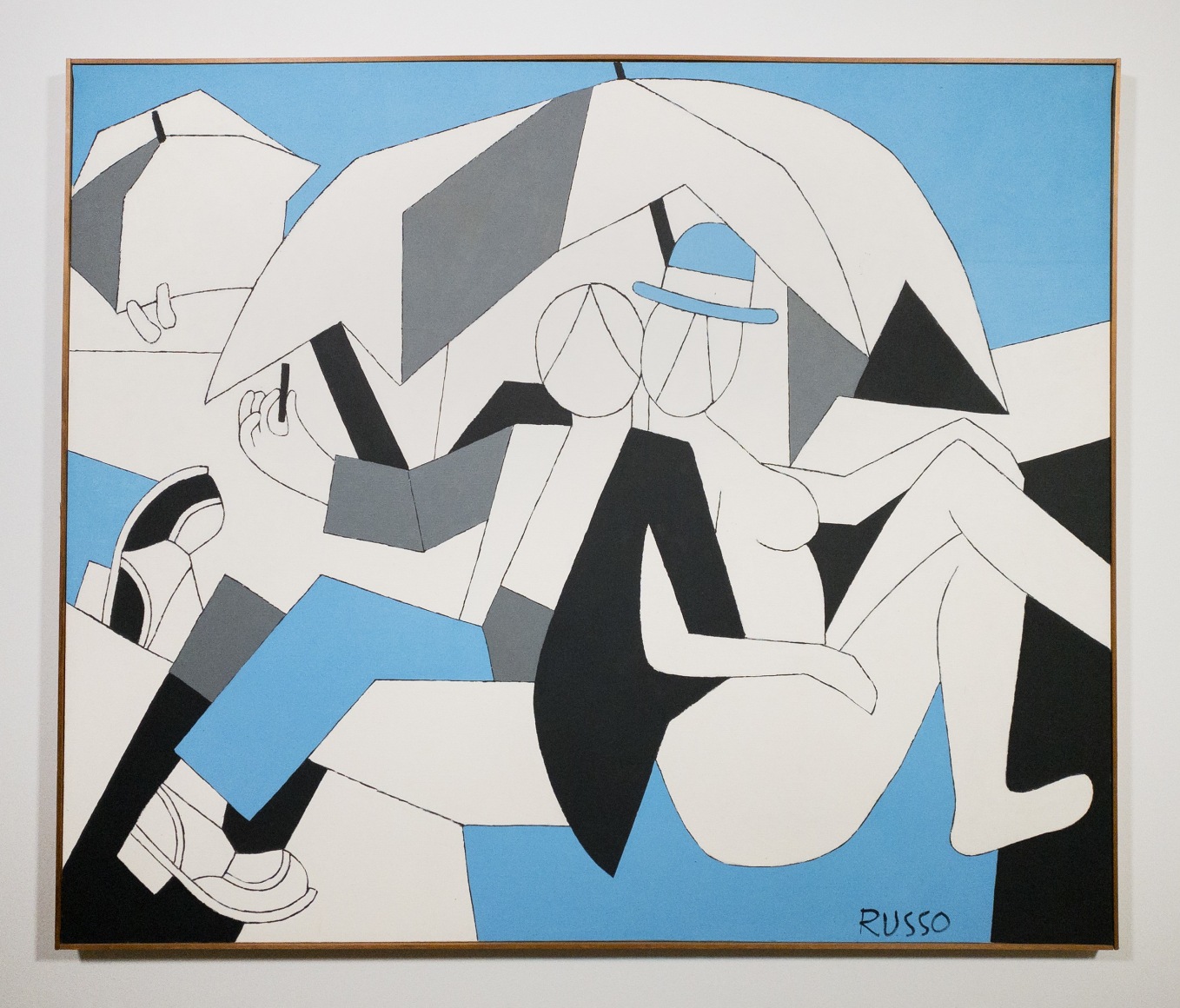 Michele Russo (1909-2004)  Untitled (Two Figures, Hat, Umbrellas)