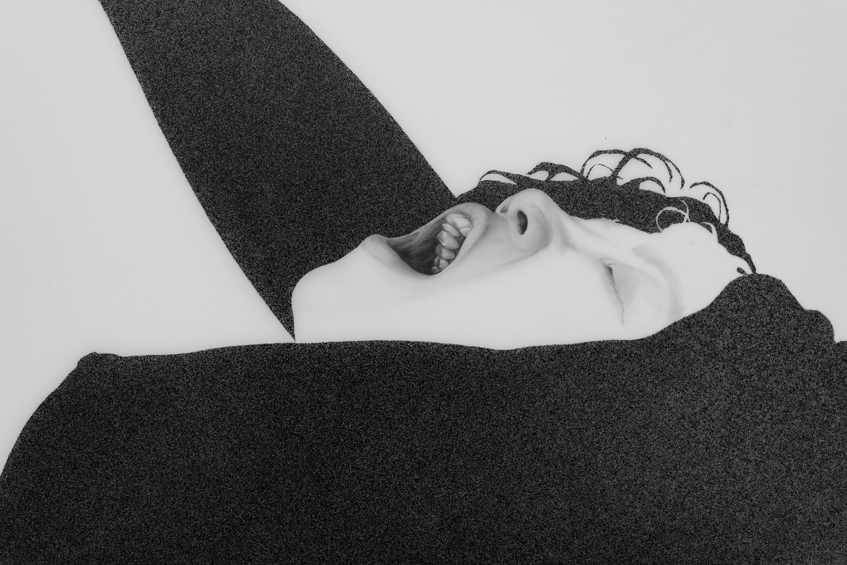 Shed Skin  2022  cont&eacute; crayon, charcoal, and ink on Dura-Lar  72 x 40 inches