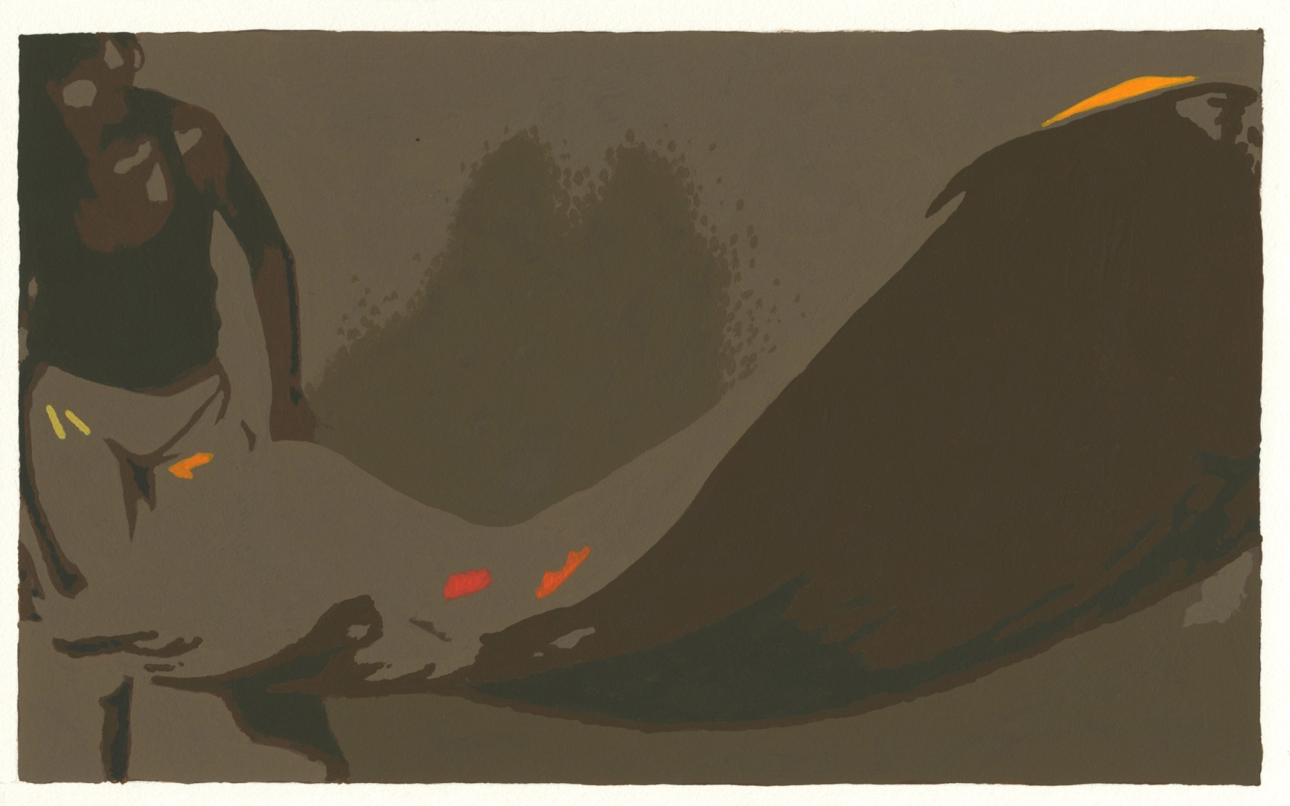 Cain - Brown figure waving cloth