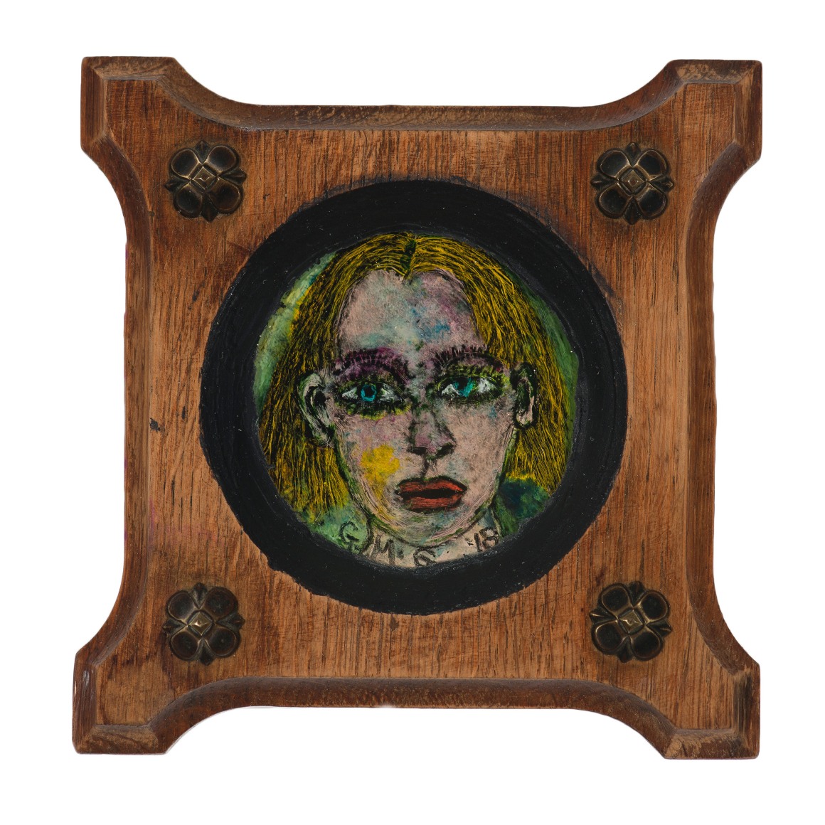 Gregory Grenon (b. 1948)  About the Secrets, 2018  oil on glass circle