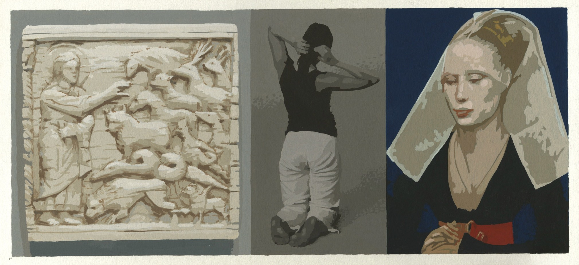 Cain - triptych with trompe l'oeil