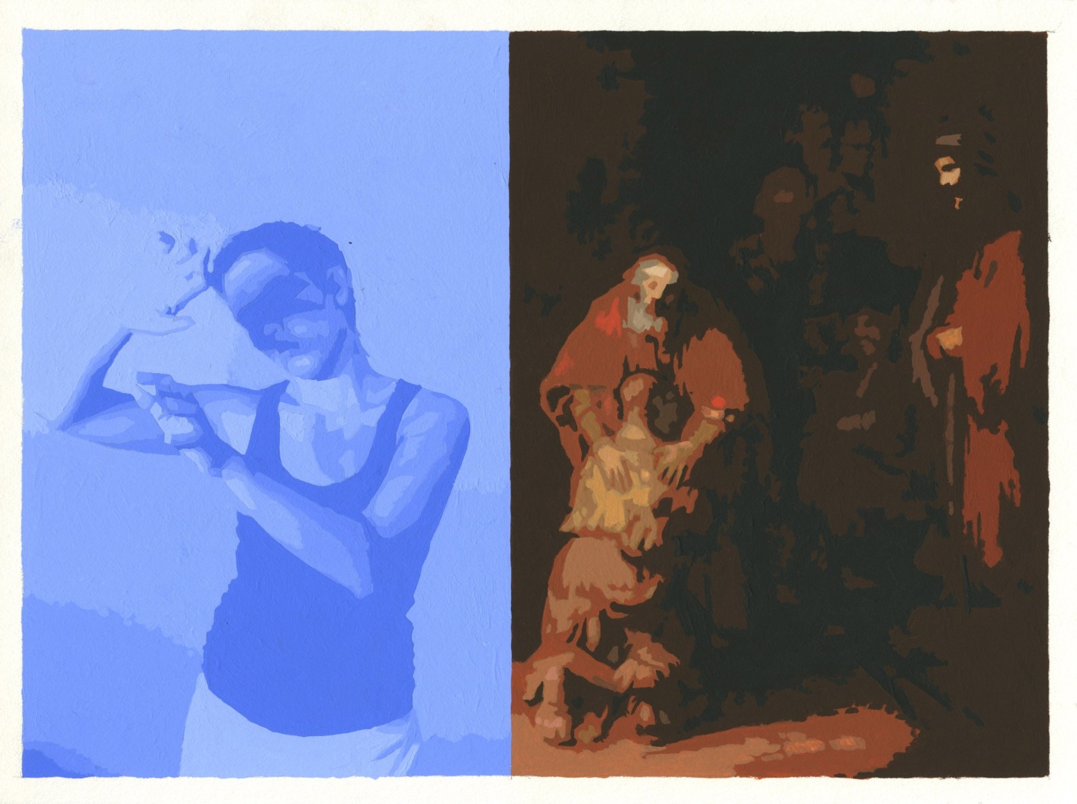 Cain - Sky blue figure shielding eyes