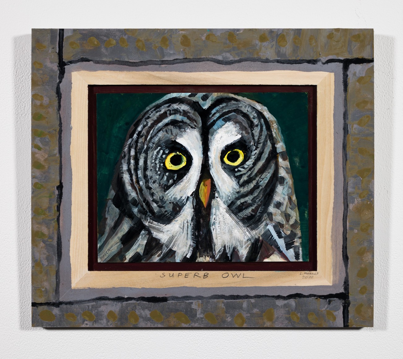 Lucinda Parker (b. 1942)  Superb Owl, 2020  gouache on masonite