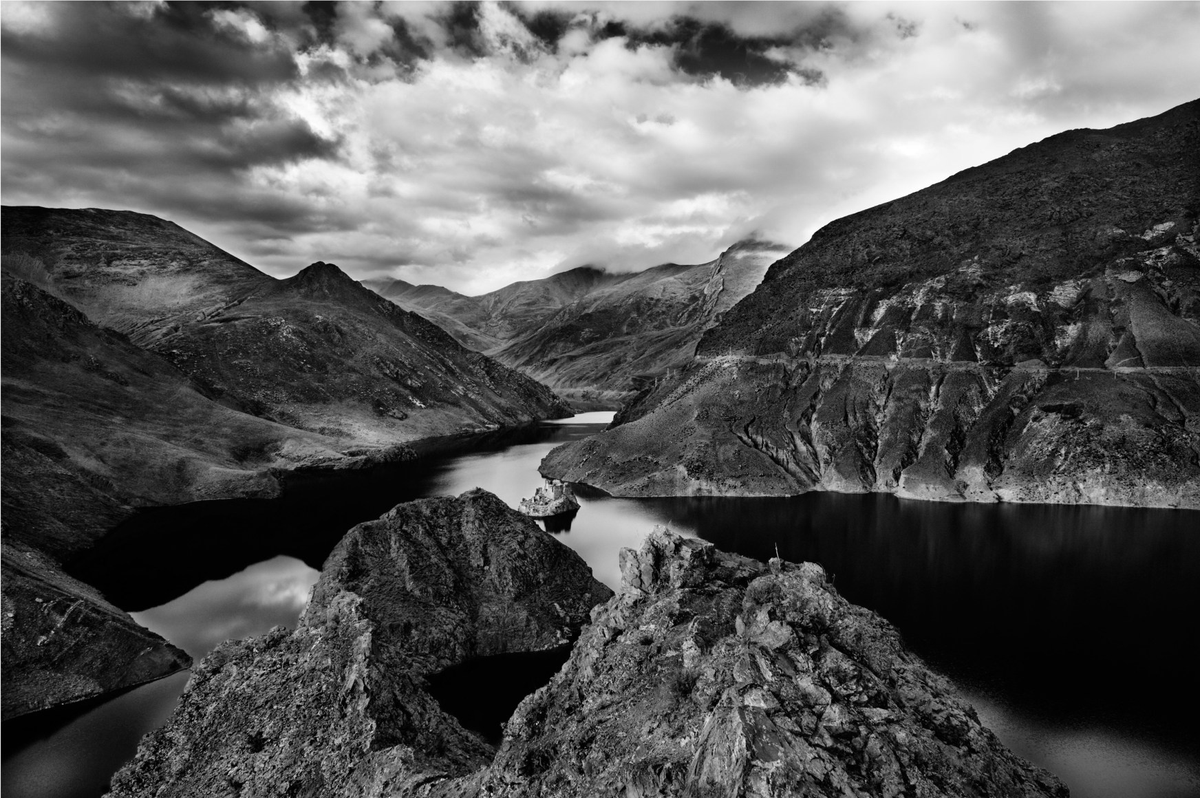 Laurent Zylberman, A Journey in Tibet, Ruins of an old monastery near the middle of the sacred lake Yamdrok-Tso, 2008, Sous Les Etoiles Gallery