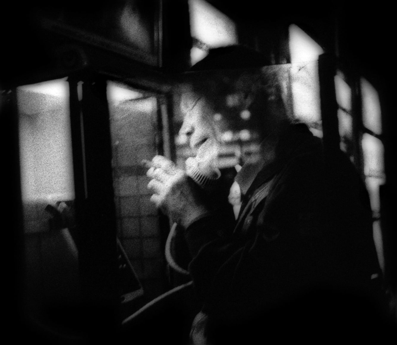 Night phone call and a smoke, Hatagaya, Tokyo, Japan, 2002 - Mangaland | James Whitlow Delano Documentary Photography