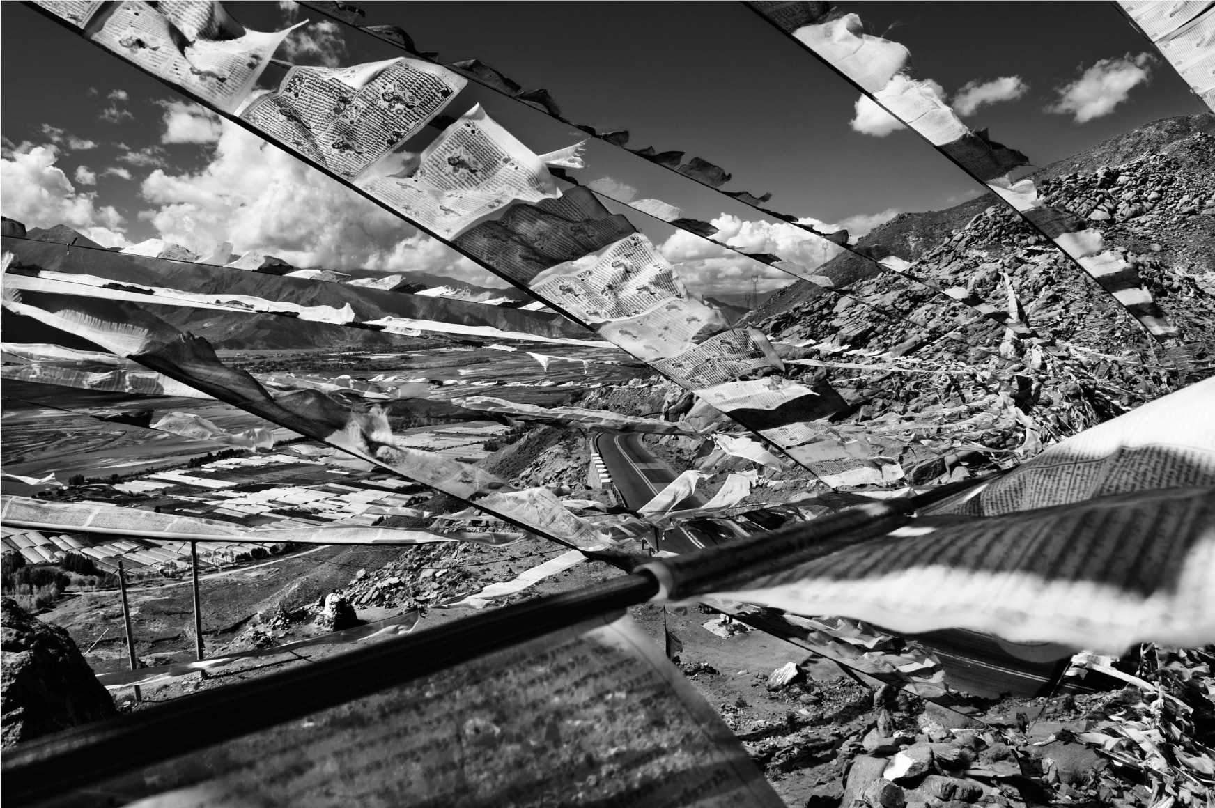 Laurent Zylberman, A Journey in Tibet, Tibetan prayer flags on the road Kapa-Lhasa, 2008, Sous Les Etoiles Gallery