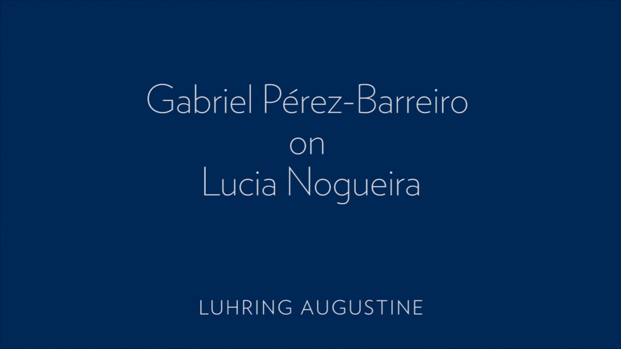 Art Historian Gabriel P&eacute;rez-Barreiro speaks about the sculptural works of Brazilian artist Lucia Nogueira
