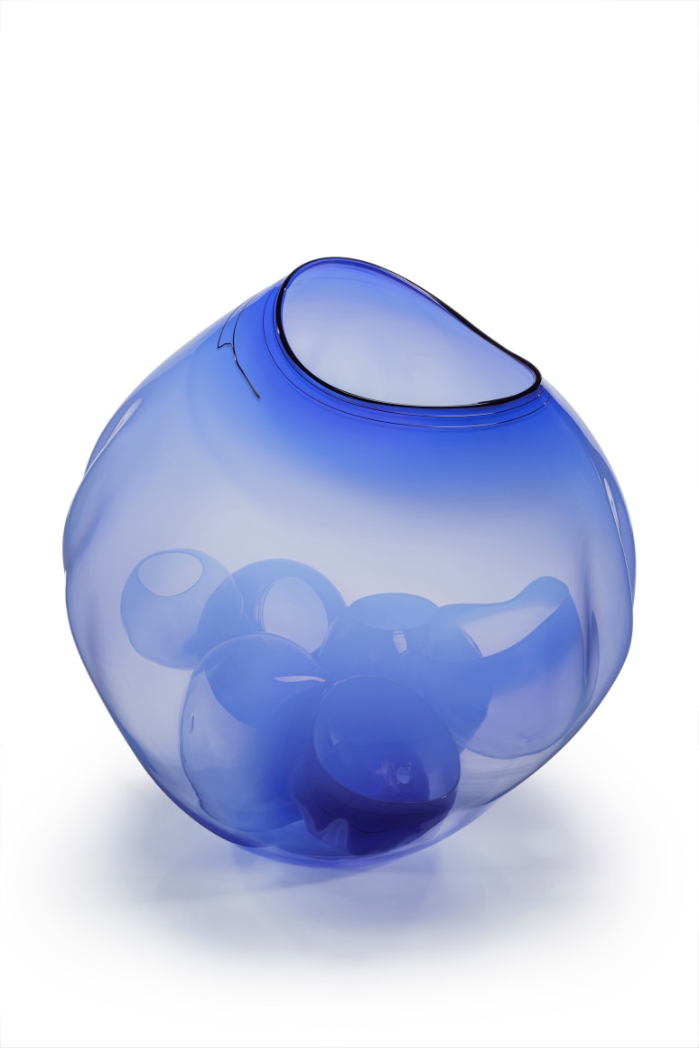 Dale Chihuly&nbsp;, Cadet Blue Basket Set with Black Lip Wraps