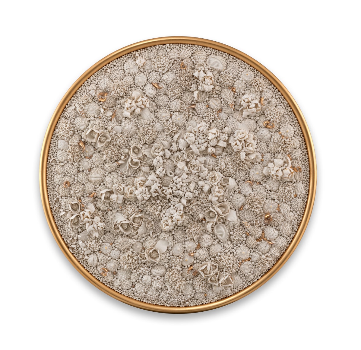 Golden Bloom, 2022, Porcelain, 18k Gold Decorated, 115 x 115 x 15 cm / 45.3 x 45.3 x 5.9&nbsp;in. diameter