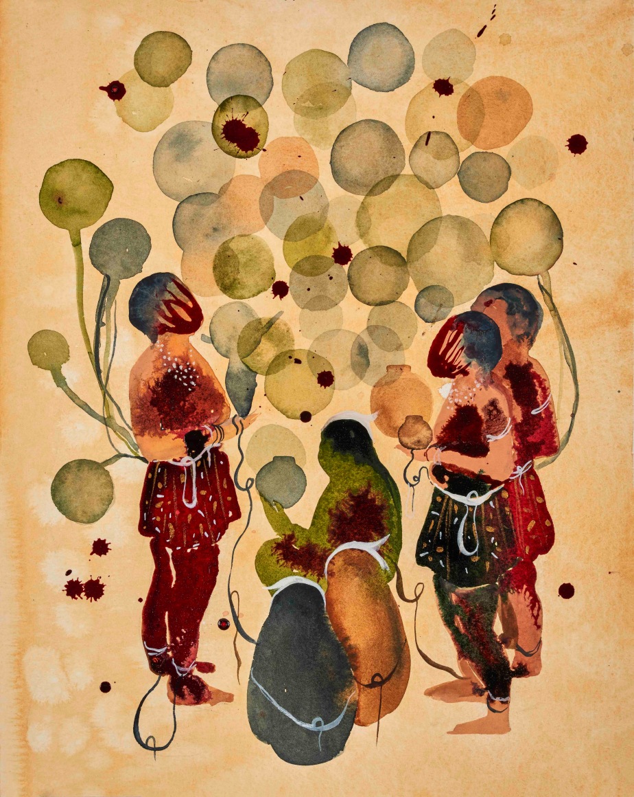 Untitled 8, 2016, Watercolor and ink on paper, 15 x 12 in / 38 x 30 cm