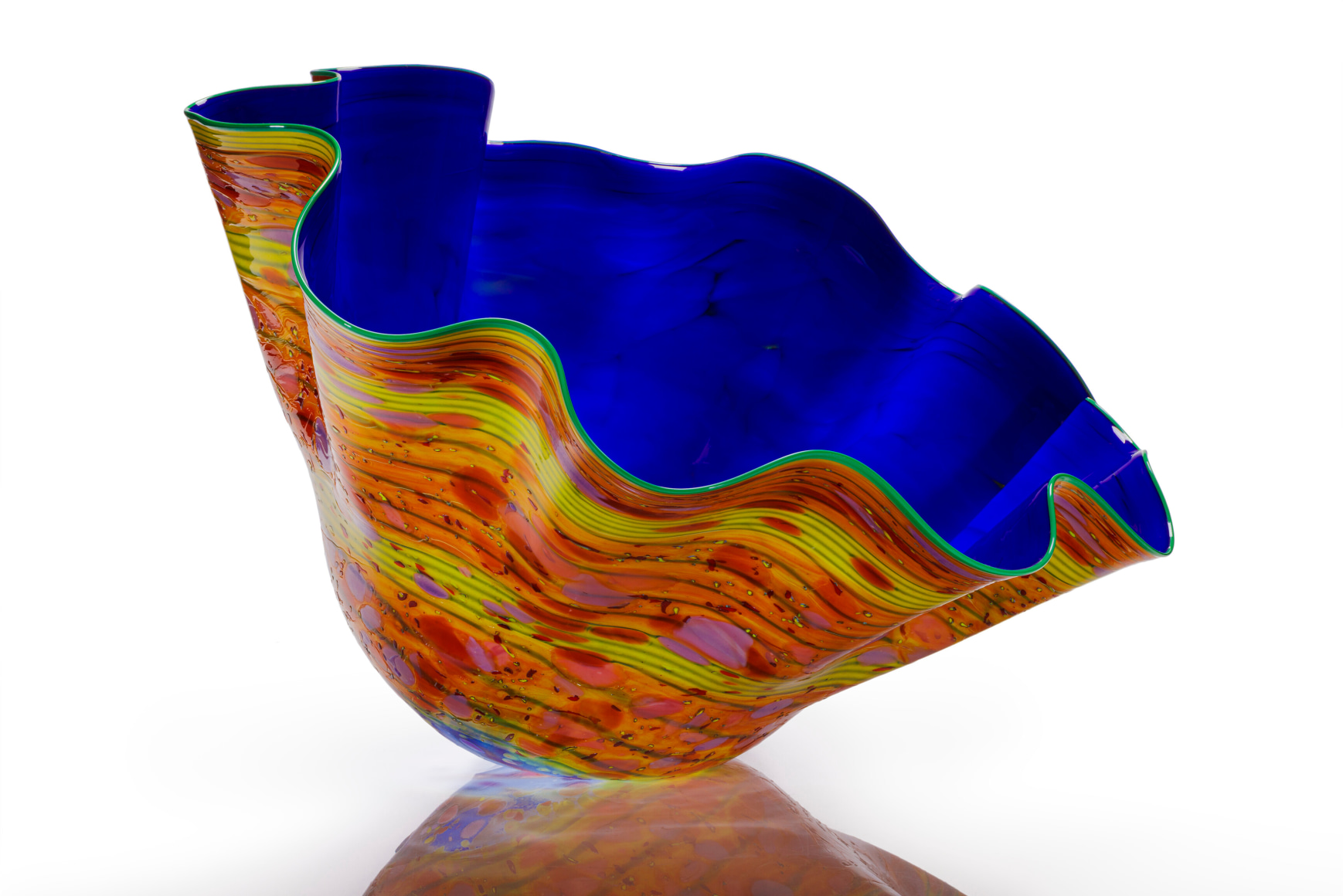 Dale Chihuly&nbsp;, Oxide Blue Macchia with Pale Forest Lip Wrap