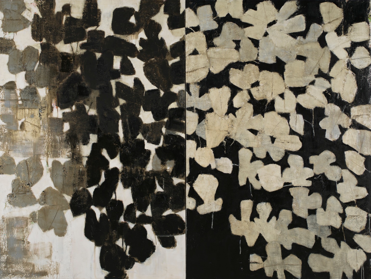 BLACK DAY, WHITE NIGHT, Oil, Enamel and Tar on canvas