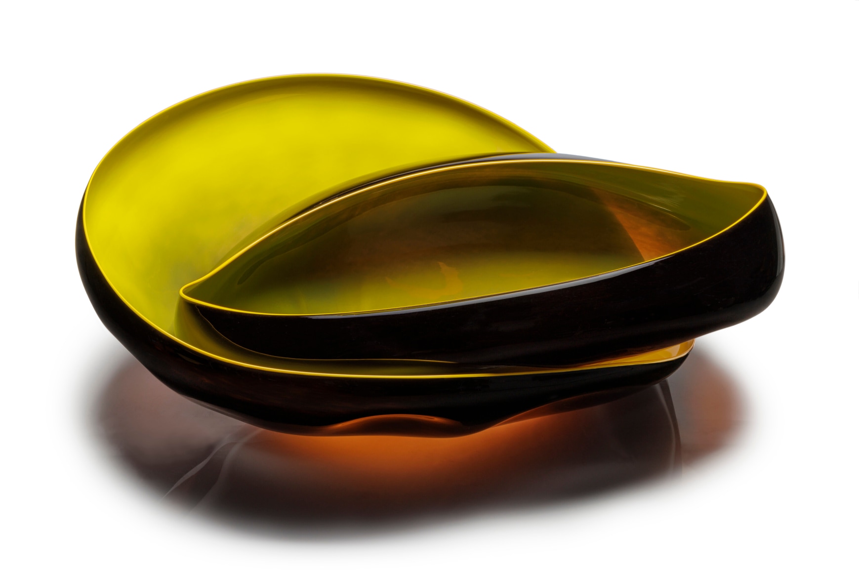 Dale Chihuly&nbsp;, Black Basket Set with Canary Lip Wraps