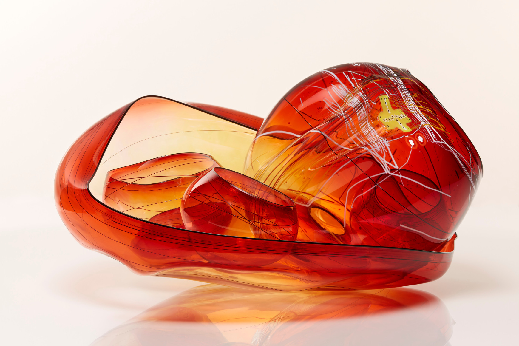 Dale Chihuly&nbsp;, Garnet Flame Basket Set