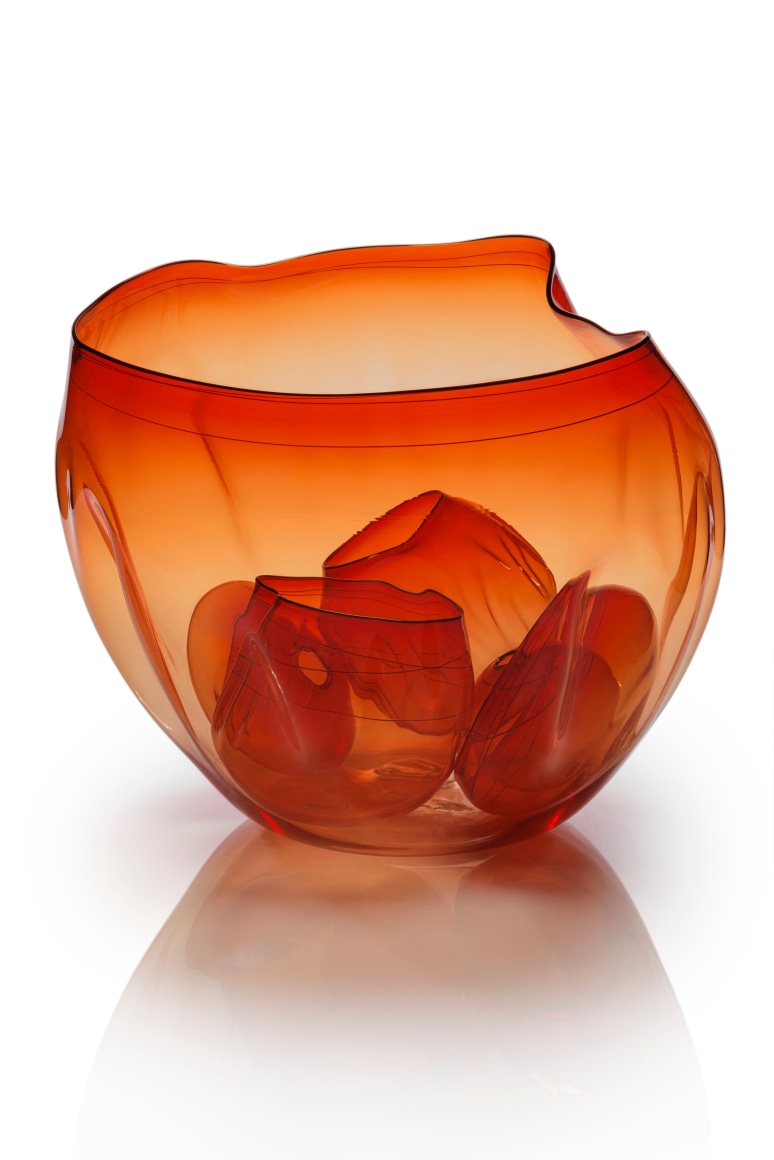 Dale Chihuly&nbsp;, Phantom Red Basket Set with Ombre Lip Wraps