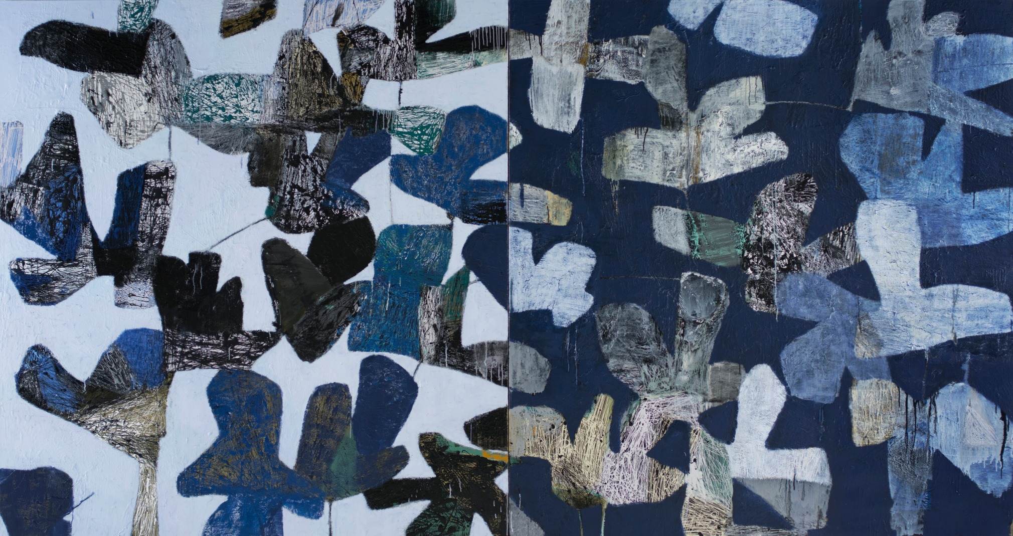 EVERY INDIGO NIGHT, 2022, Enamel and Oil on canvas