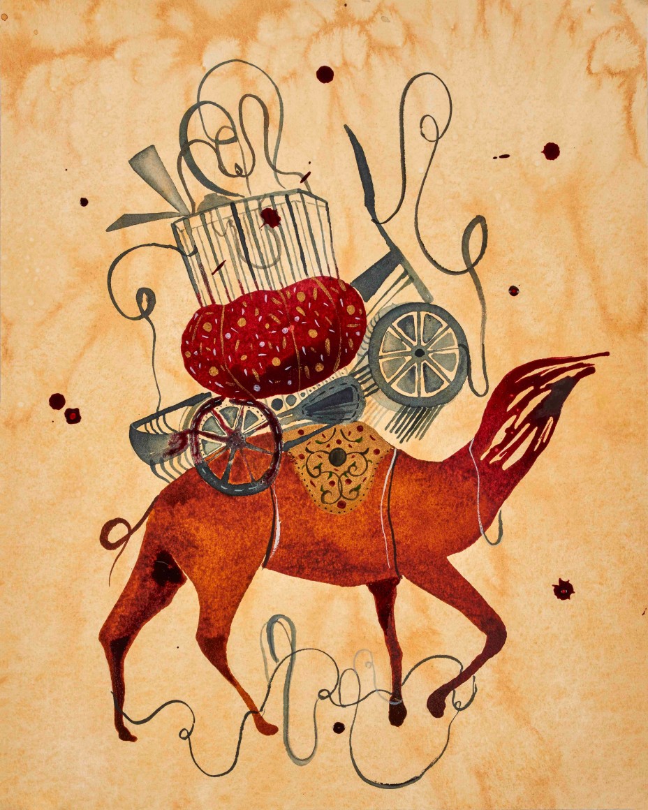 Untitled 5, 2016, Watercolor and ink on paper, 15 x 12 in / 38 x 30 cm