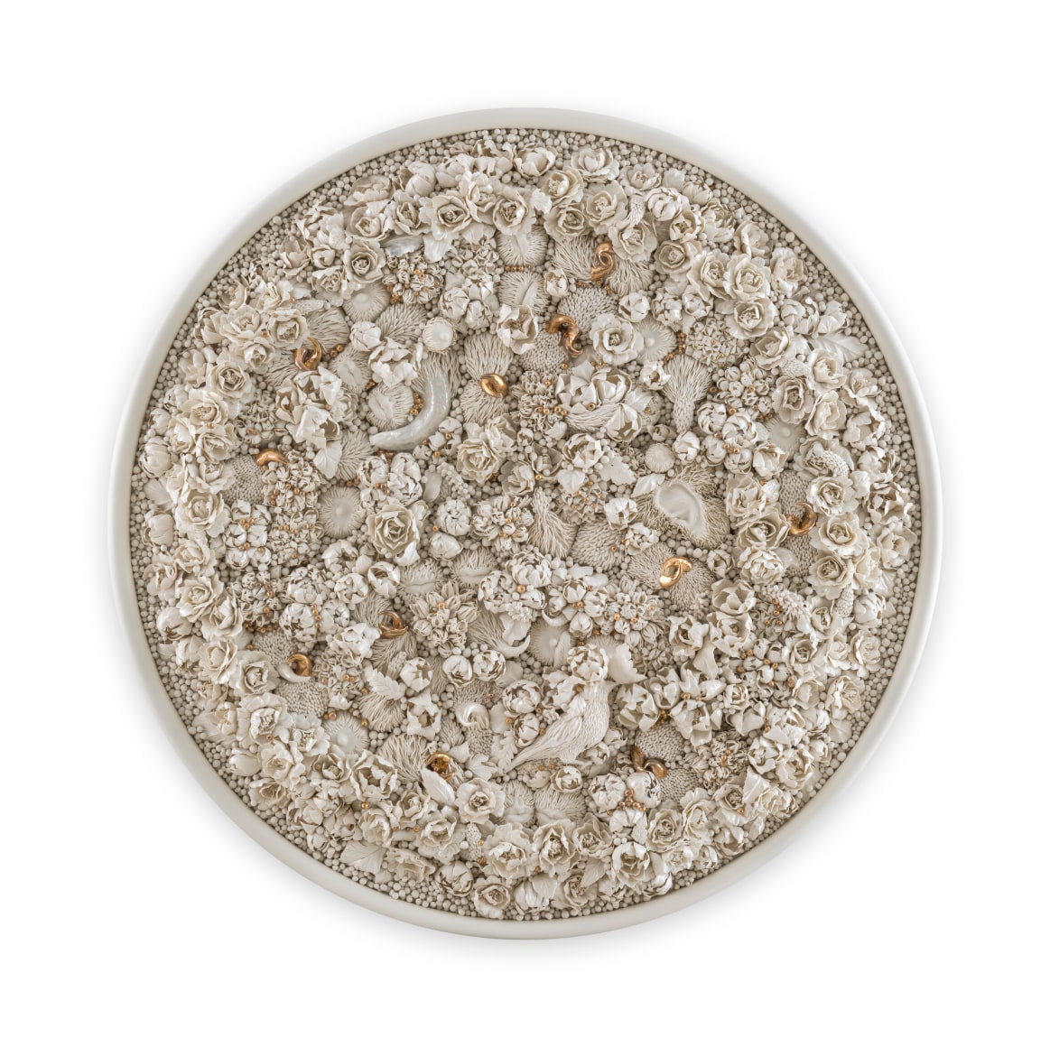 Sparrow&#039;s Habitat, 2021, Porcelain, 18k Gold, 100 x 100 x 15 cm / 39.4 x 39.4 x 5.9&nbsp;in.