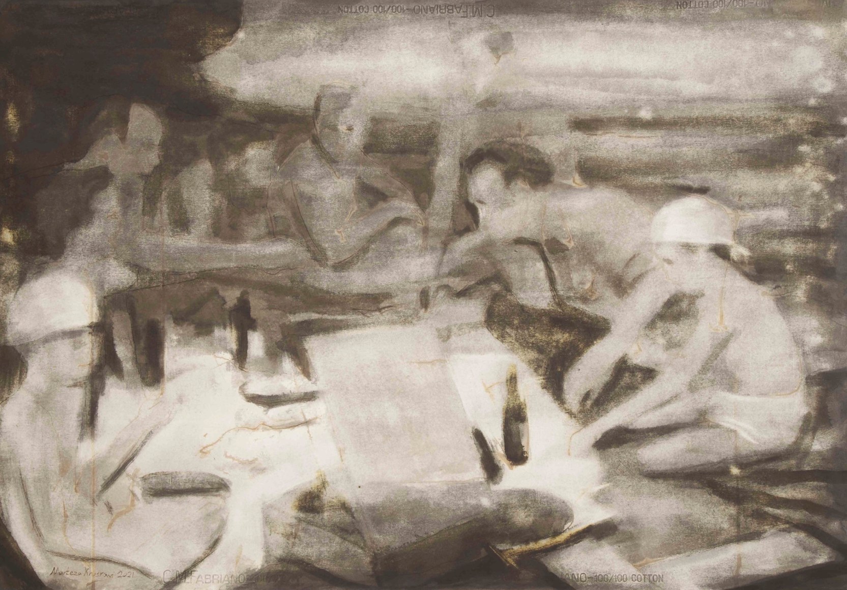 Series of Ghosts Wandering, 2021, Ink on Cardboard