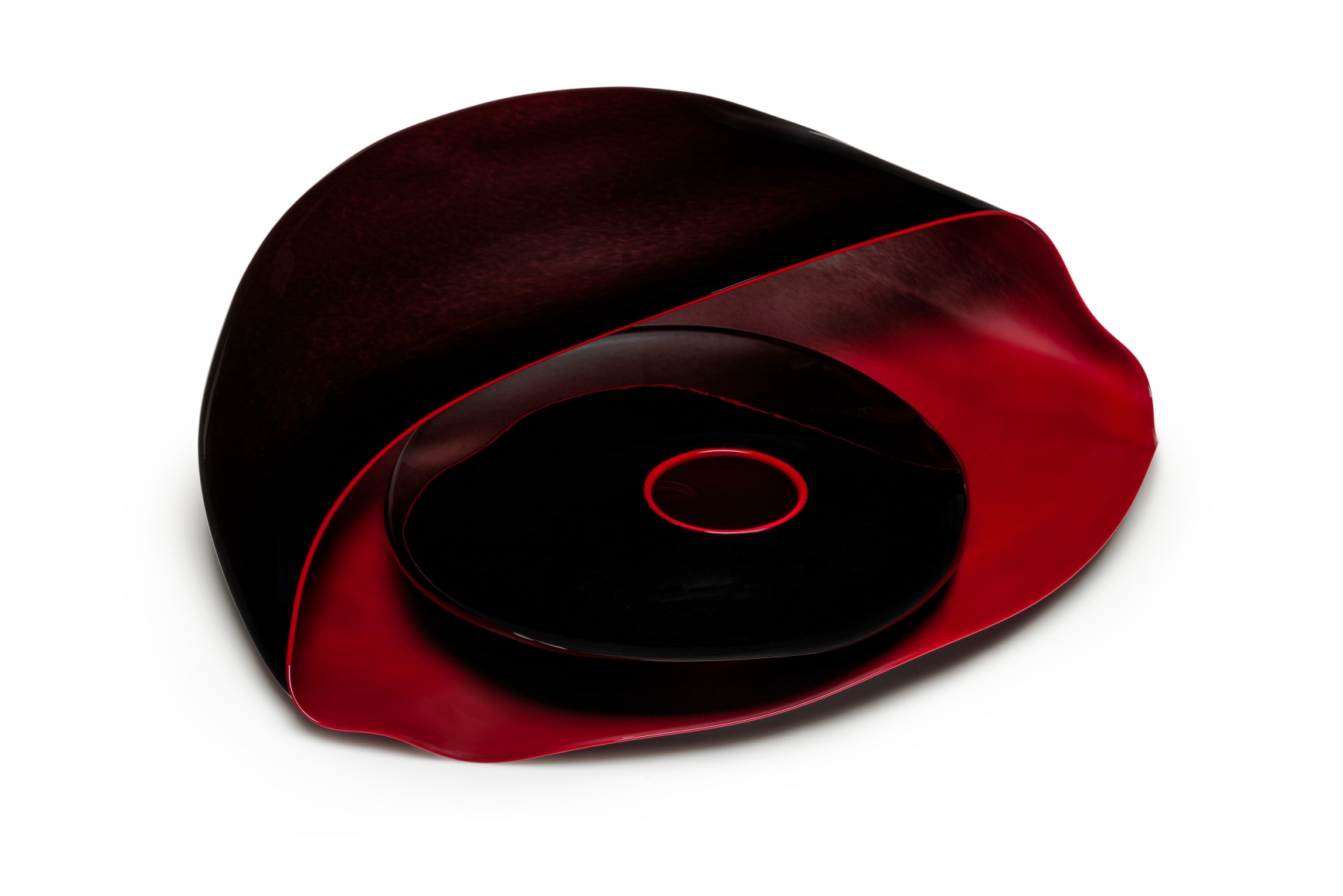 Dale Chihuly&nbsp;, Black Basket Set with Cerise Lip Wraps