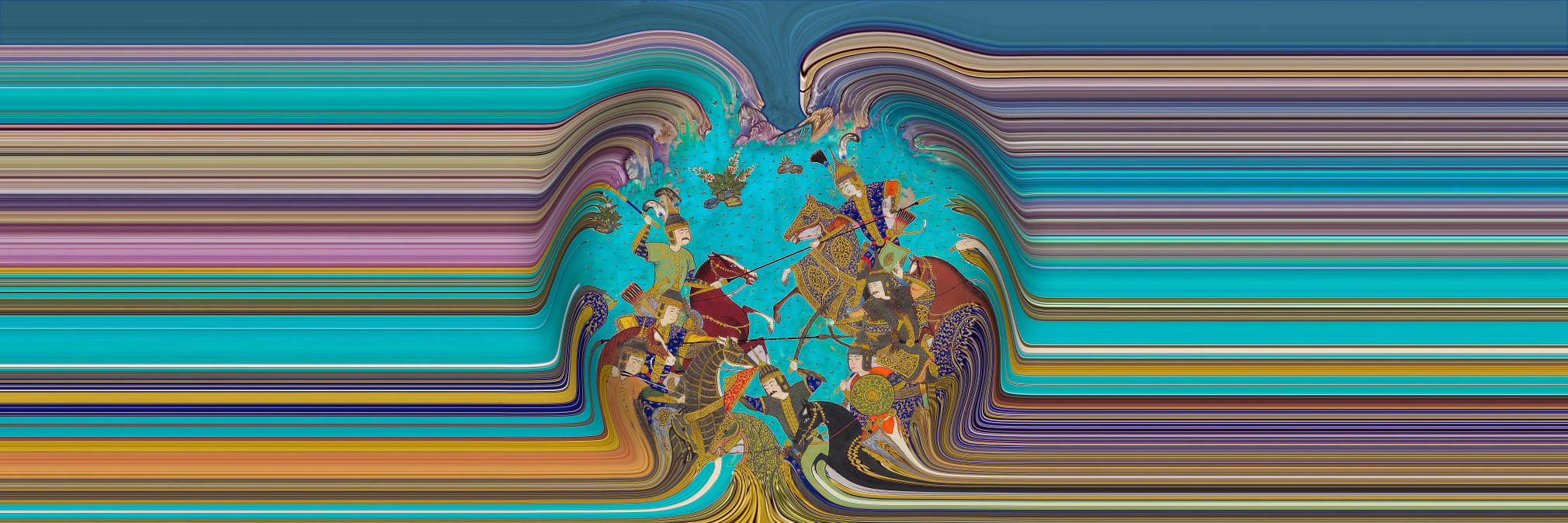 The Fifth Joust of the Rooks Ruhham Versus Barma (Book of Kings) of Shah Tahmasp, 2023, Oil on Canvas