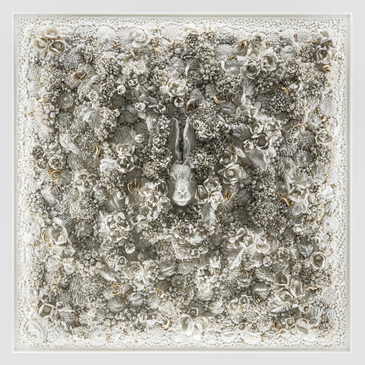 The Rabbit, 2020, Porcelain, 18k Gold, Lightbox, 124 x 124 x 12 cm / 48.8 x 48.8 x 4.7 in.