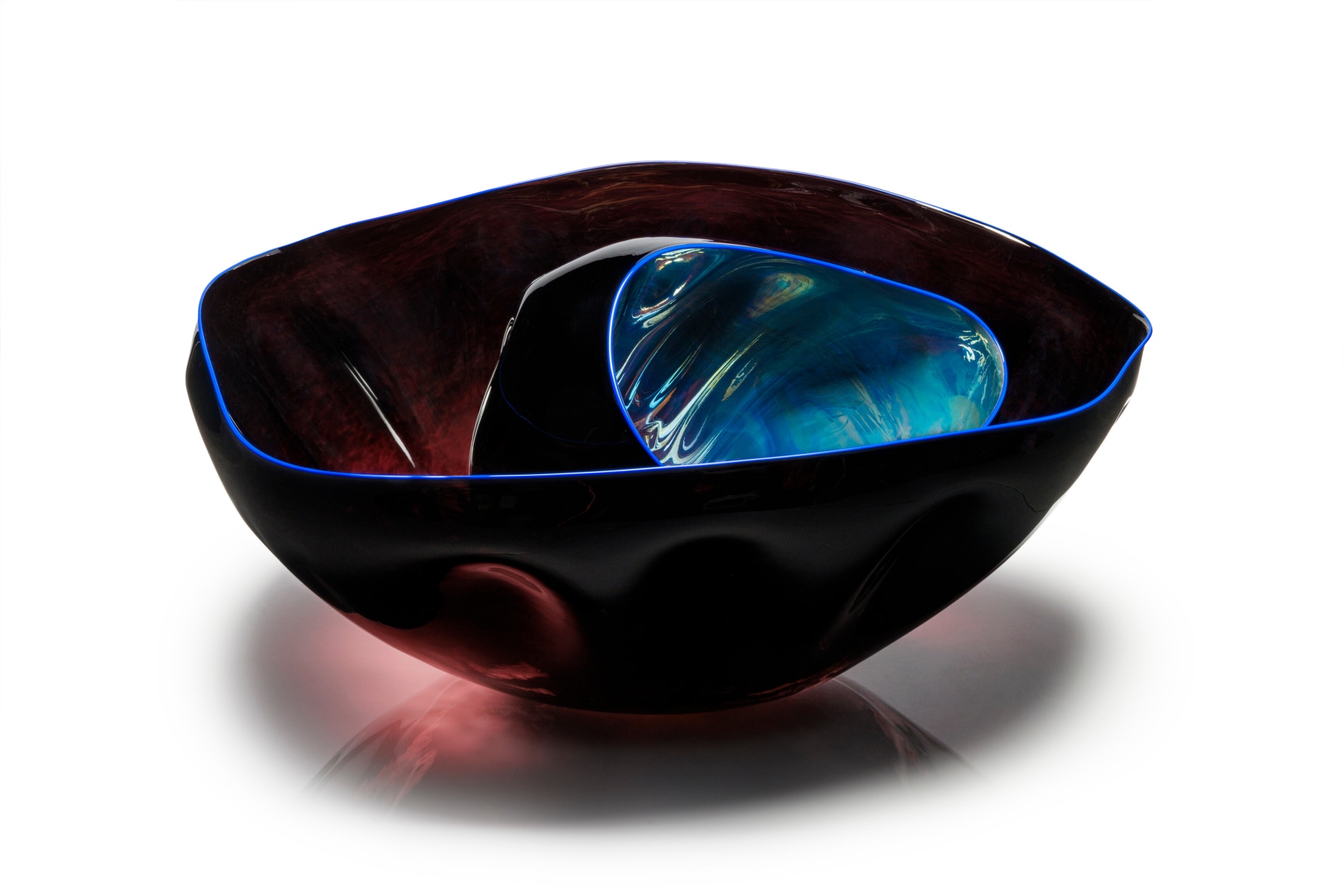 Dale Chihuly&nbsp;, Black Basket Set with Ultramarine Lip Wraps