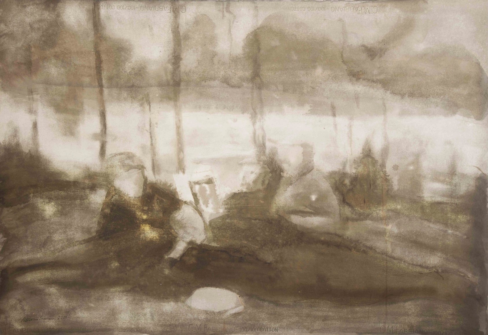 Series of Ghosts Wandering,&nbsp;2021, Ink on Cardboard