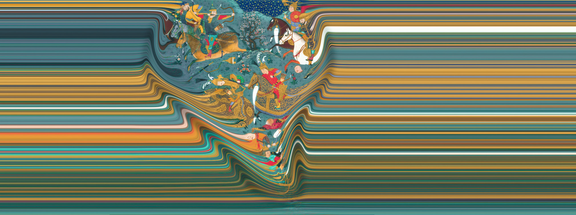 Bizhan Slays Nasiban and Stems the Turanin Night Raid, 2022, Oil on Canvas