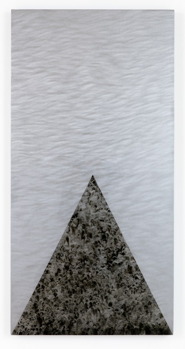 Untitled (Flame Painting), 2019, Fire and soot on sanded steel, gloss clear finish