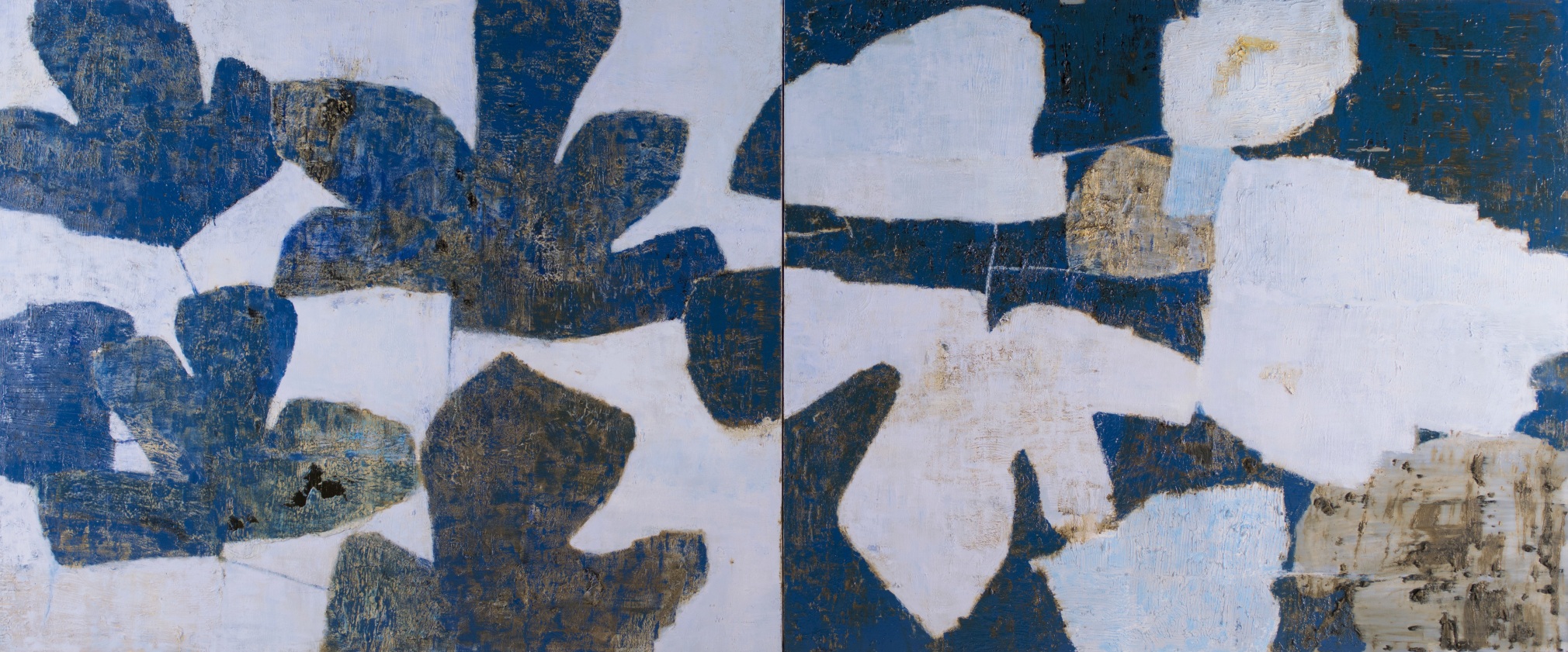 DAWN BLUE DAY, 2022, Oil, Tar and Gold on canvas