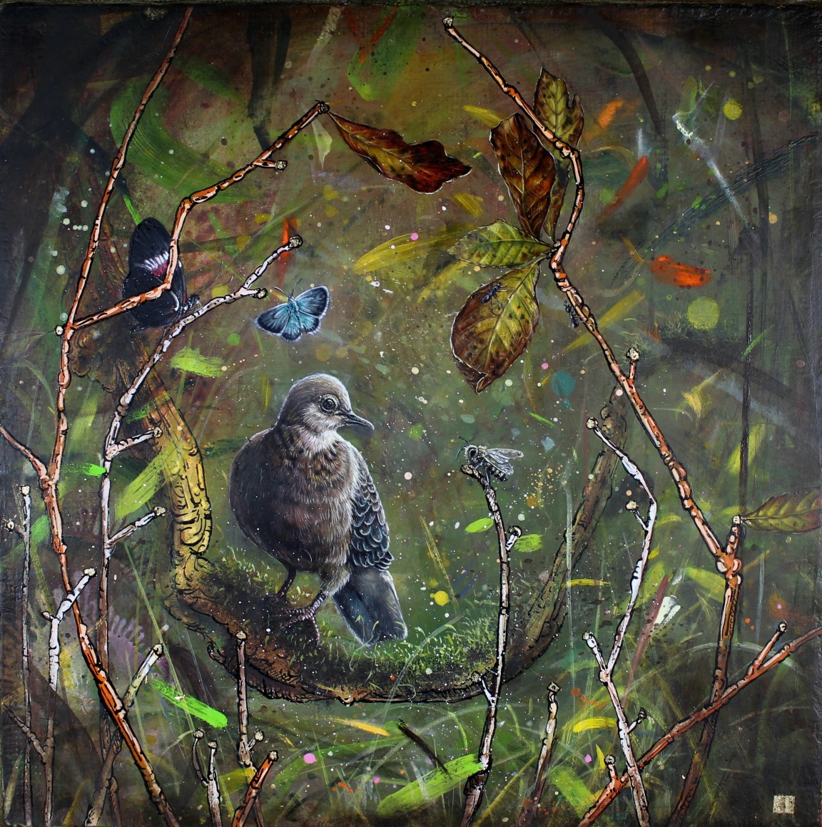 &quot;i have a story to tell you...&quot;, 2020, oil on marble plastered jute on panel with gold leaf