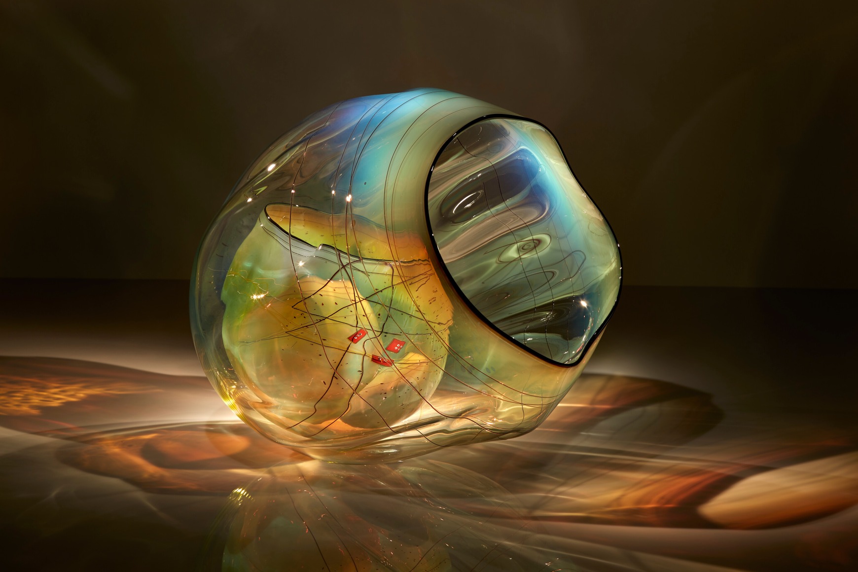 Dale Chihuly&nbsp;, Golden Celadon Basket Set with Drawing Shard