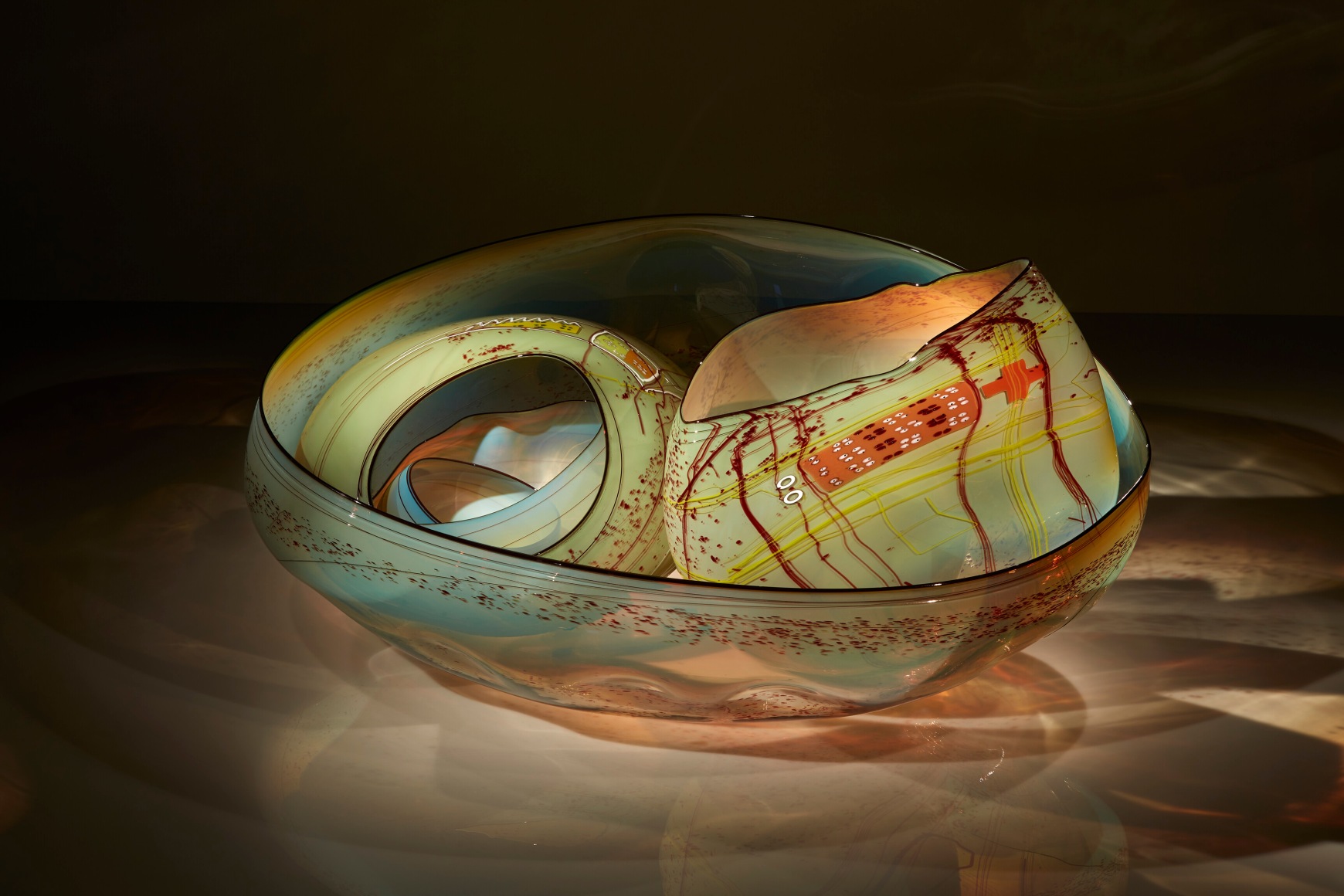 Dale Chihuly&nbsp;, Golden Celadon Basket Set with Drawing Shards