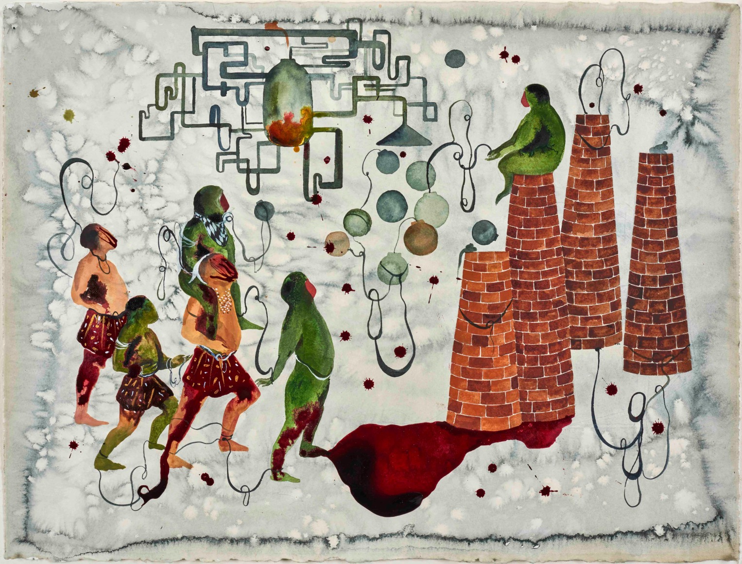 Pump, 2016, Watercolor and ink on paper, 22 x 30 in / 56 x 76 cm