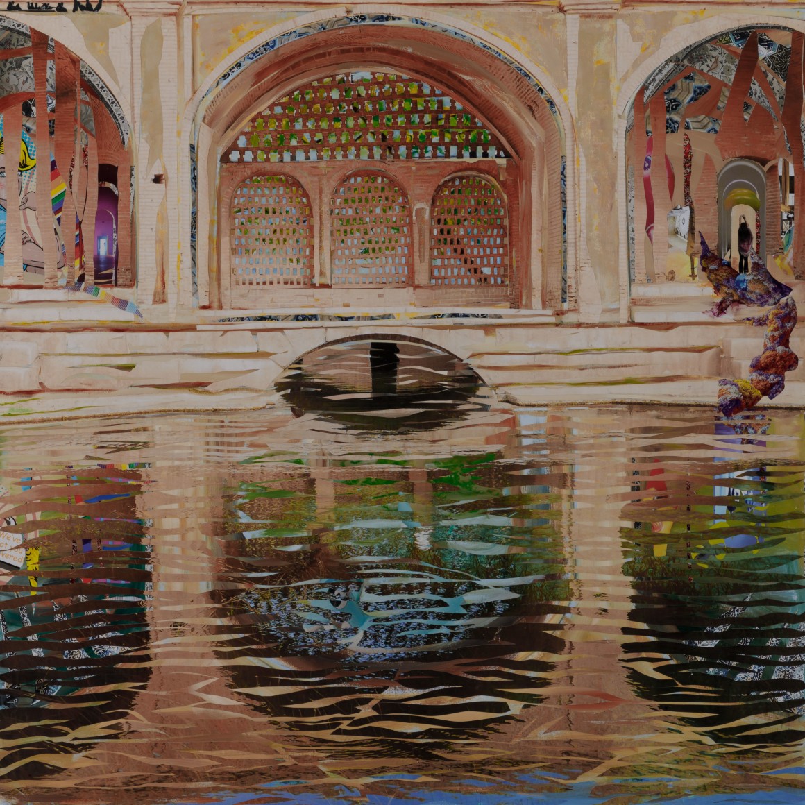 Upon Reflection 2, 2023, Mixed media and collage on canvas