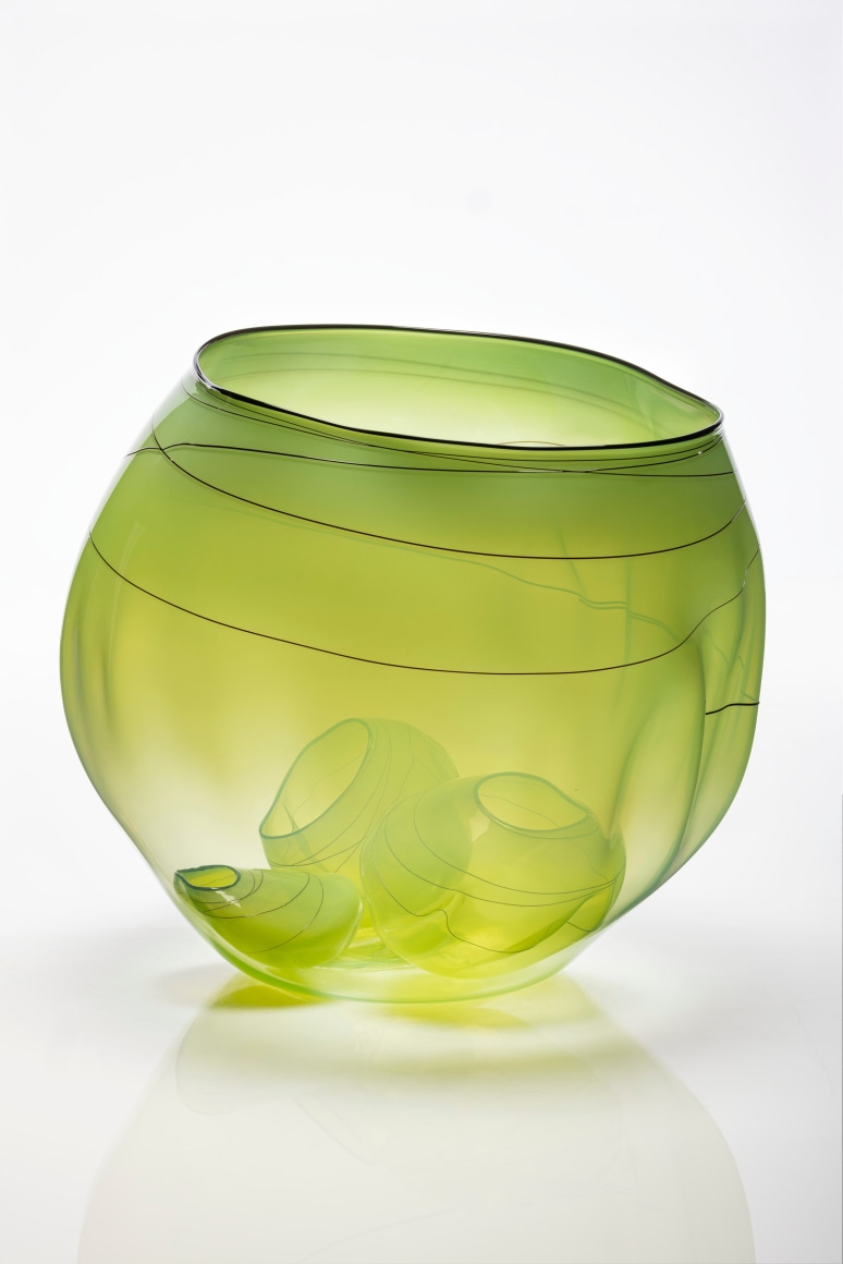 Dale Chihuly&nbsp;, Misty Citron Basket Set with Ebony Lip Wraps
