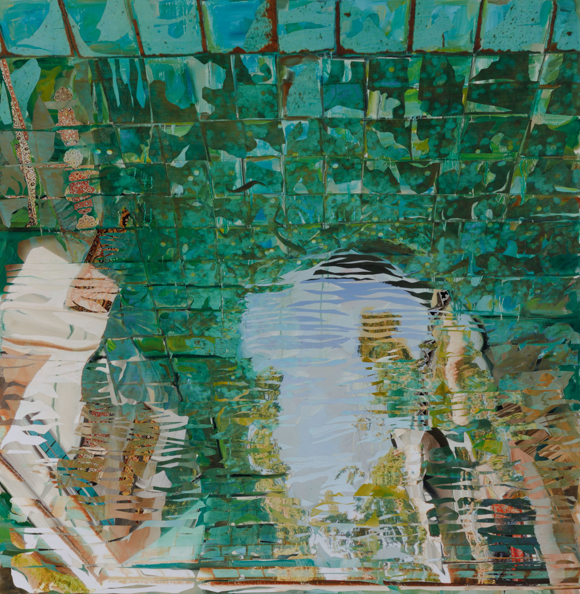 Upon Reflection, 2025, Mixed media and collage on canvas