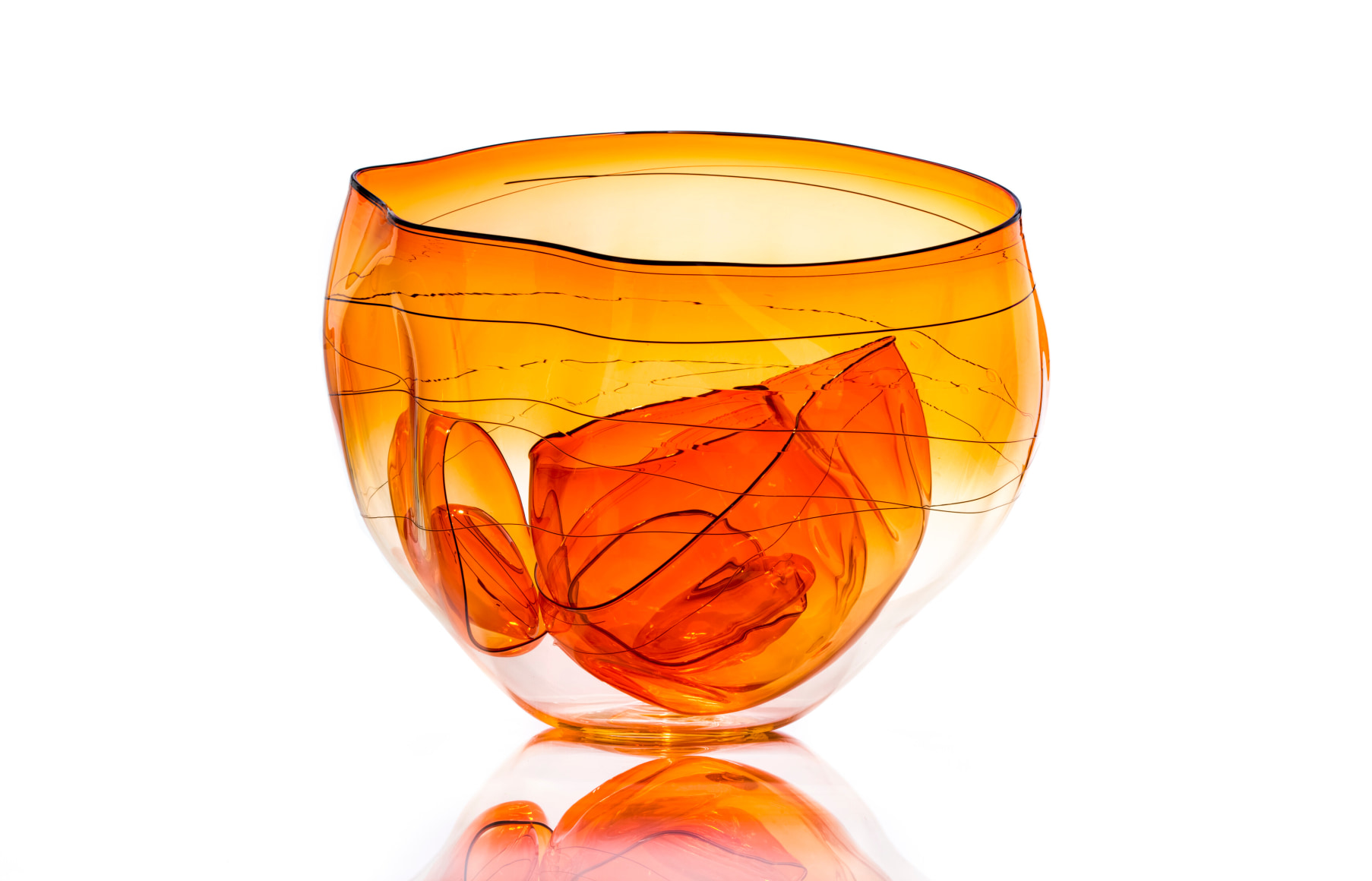 Dale Chihuly&nbsp;, Fire Orange Basket Set