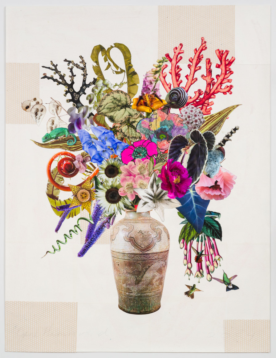 Jane Hammond Korean Buncheong Vase with Monkshood, Jack-in-the-Pulpit and White Sunflowers, 2024