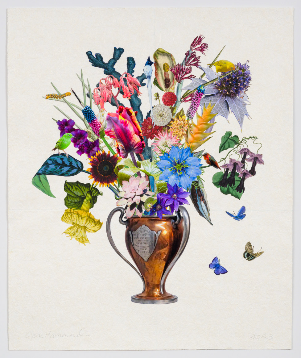 Jane Hammond San Francisco Yacht Club Trophy with Paradise Flycatcher, Nigella and Xerces Blues, 2023